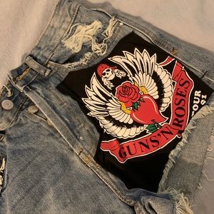 Guns N Roses patch Jean shorts